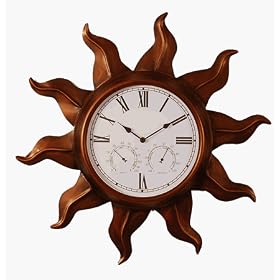 Sunrays Indoor Outdoor Wall Clock with Temperature and Humidity Gauges (copper finish) (23