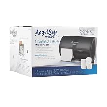 Georgia-Pacific Compact 5679500 Translucent Smoke Compact Bathroom Tissue Dispenser and Angel Soft ps Starter Kit, 10-1/8" Width x 7-1/8" Height x 6-3/4" Depth