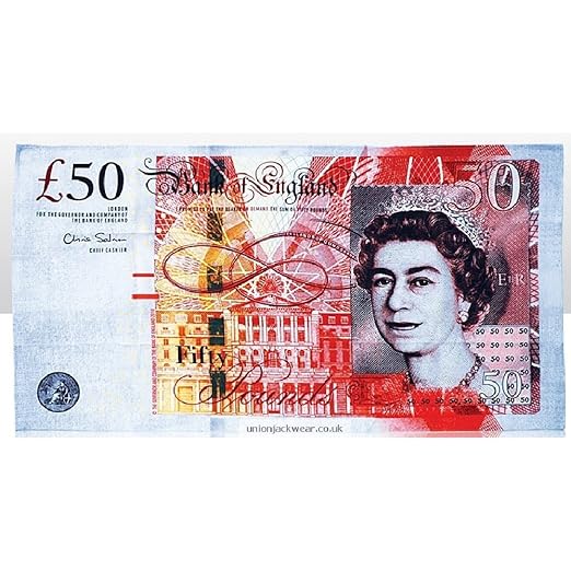 UK British 50 Pound Bank Note Tea Towel