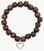 Silver tone heart CZ wood
