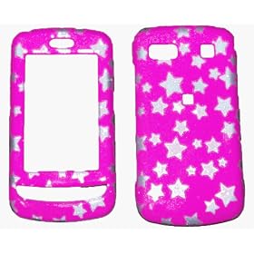 Hot Pink with Silver Stars Shield Protector Case for LG Xenon GR500 Phone