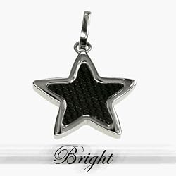 316L Stainless Steel Pendant with Star-shape and combination of carbon fiber and shiny polish. Width: 2.5mm Length: 35.5mm