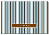 Brown & Blue Stripes Thank You Note Card & Envelope 24 sets