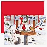  : Birds on Feeder Boxed Christmas Cards