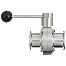 Dixon B5101V150CC-A Stainless Steel 316L Butterfly Valve with Pull Handle and Viton Seal, 1-1/2" Tube OD