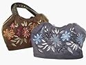 Bewitched Accessories Embroidered Handbag With Stud Detail On Handles Available In Chocolate, Purple And Grey