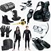 Tusa Cold Water Economy Dive Package,Mask,Wetsuit,Bag Plus