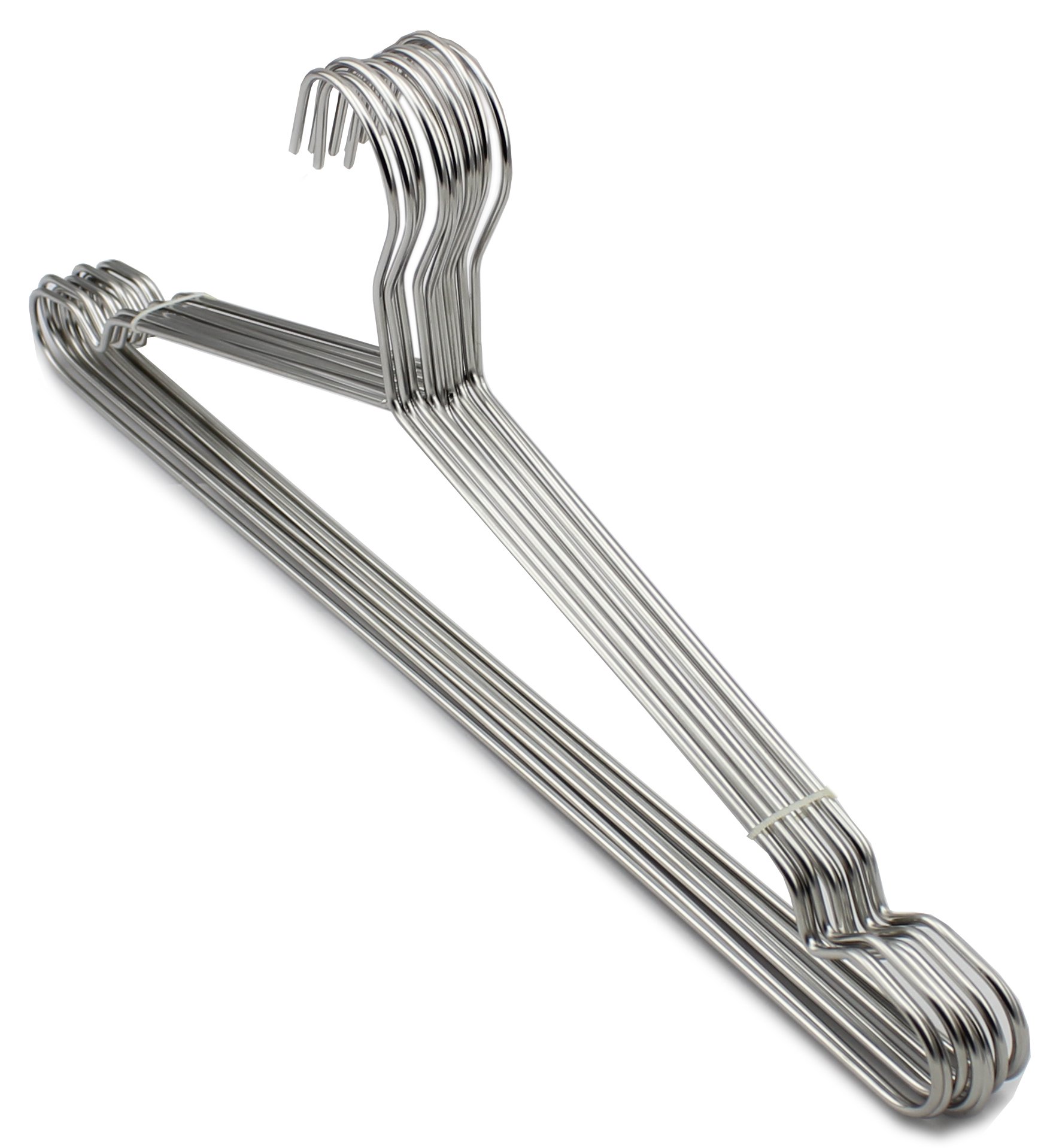 Set of 10 Stainless Steel Strong Metal Wire Hangers Clothes