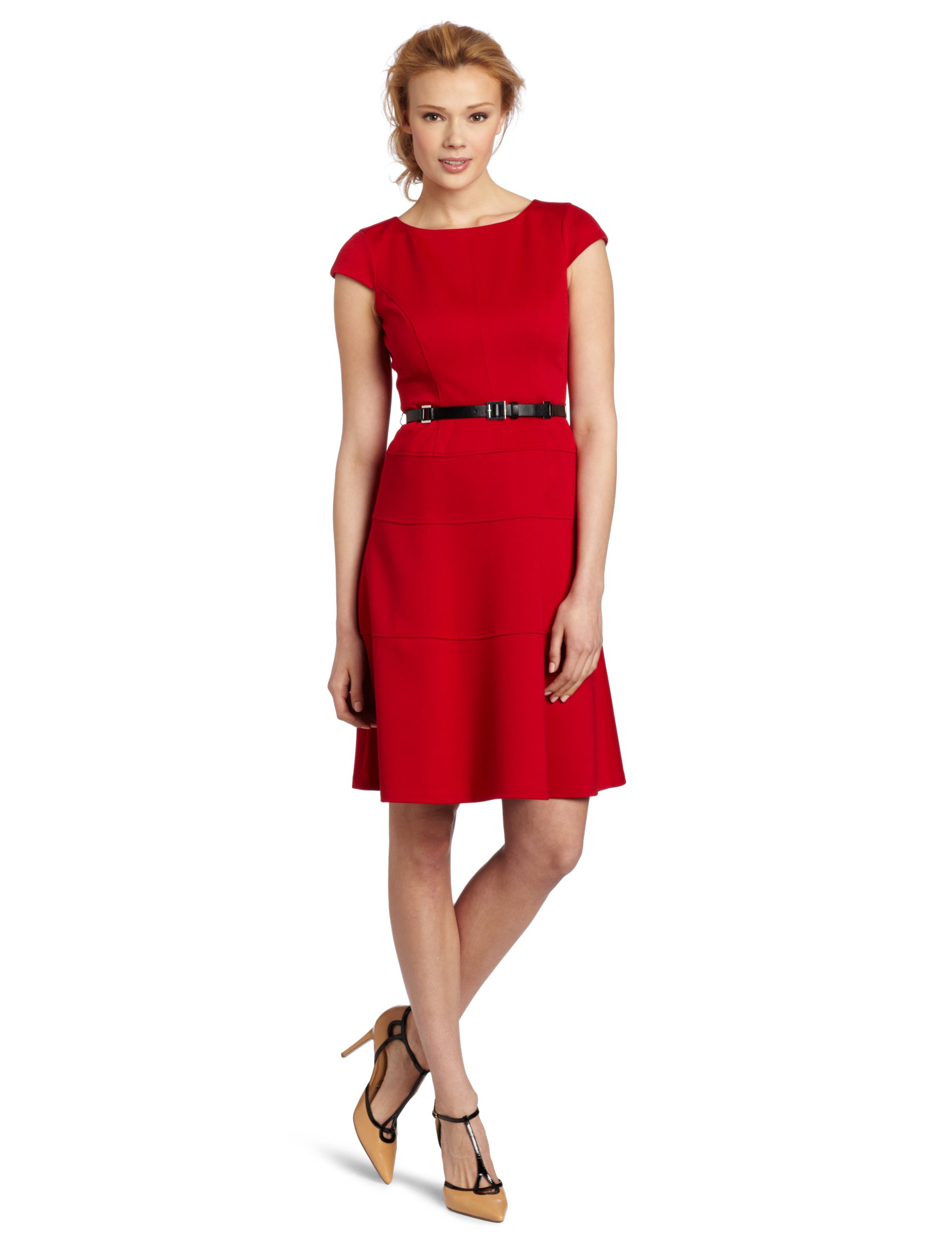 Anne Klein Women's Cap Sleeve Ponte Swing Dress