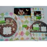 Eco Party Owl Baby Shower Party Package ~ Whoo Loves You Baby Neutral Theme ~ Table Cover, Large Plates, Small Plates, and Napkins (Serves 8)