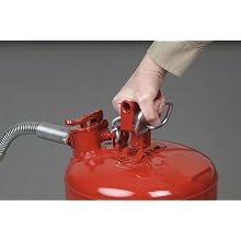 Justrite AccuFlow 7250130 Type II Galvanized Steel Safety Can with 1" Flexible Spout, 5 Gallons Capacity, Red