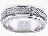 14K. White Gold Machine Carved Comfort Fit Wedding Band Ring