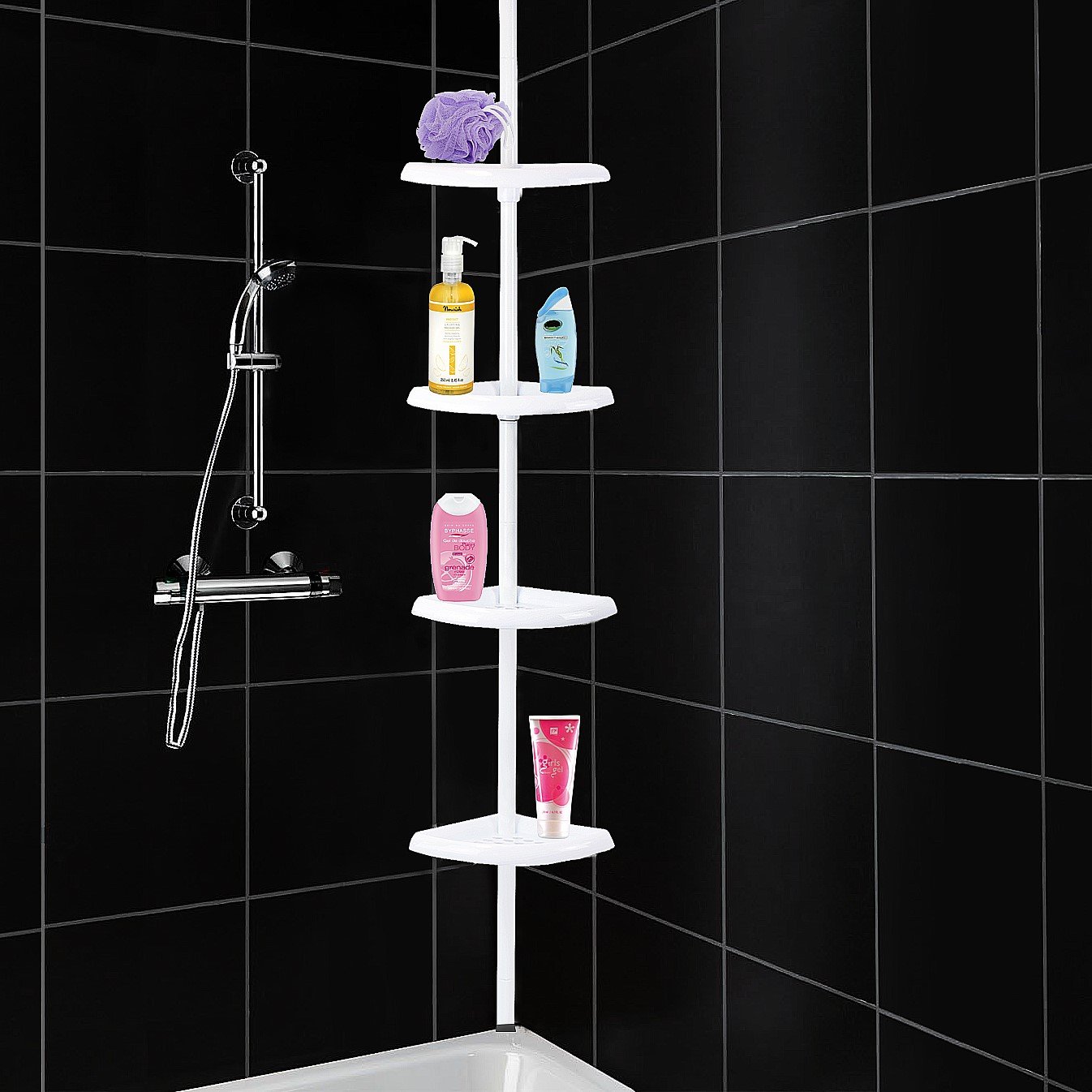 Adjustable 4 Tier Bathroom Corner Shelf Storage Caddy Shower Organiser Tiddy New eBay
