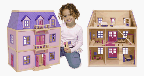 Where to buy Melissa & Doug Multi-Level Solid Wood Dollhouse w/ Family of 5 Dolls