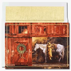 Horse In Barn - Boxed holiday Christmas Cards