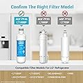 AQUA CREST LT1000PC ADQ747935 Replacement for LG Refrigerator Water Filter, LMXS28626S, LFXS26973S, MDJ64844601, ADQ74793501, ADQ74793502 and LT120F Air Filter