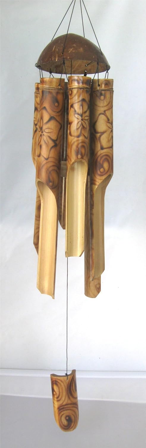 Burnt Flower Bamboo Windchime 