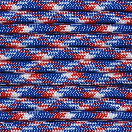 Red White and Blue 50' Paracord Hero 10' 20' 50' 100' Hanks Parachute 550 Cord Type III 7 Strand Paracord - Largest Paracord Selection