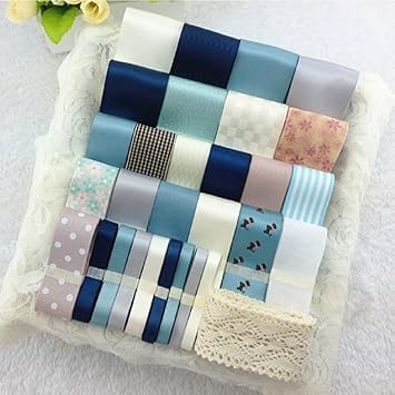 【クリックでお店のこの商品のページへ】Amazon.co.jp ｜ 【ノーブランド品】 種類 豊富！ リボン いろいろ セット 手芸 雑貨 ハンドメイド ラッピング プレゼント 等 (ブルー 系) ｜ ホビー 通販