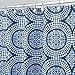 InterDesign Medallion Fabric Shower Curtain, Long 72 x 84, White/Ink Blue
