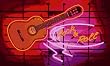 Rock and Roll Acoustic Guitar Neon Sign