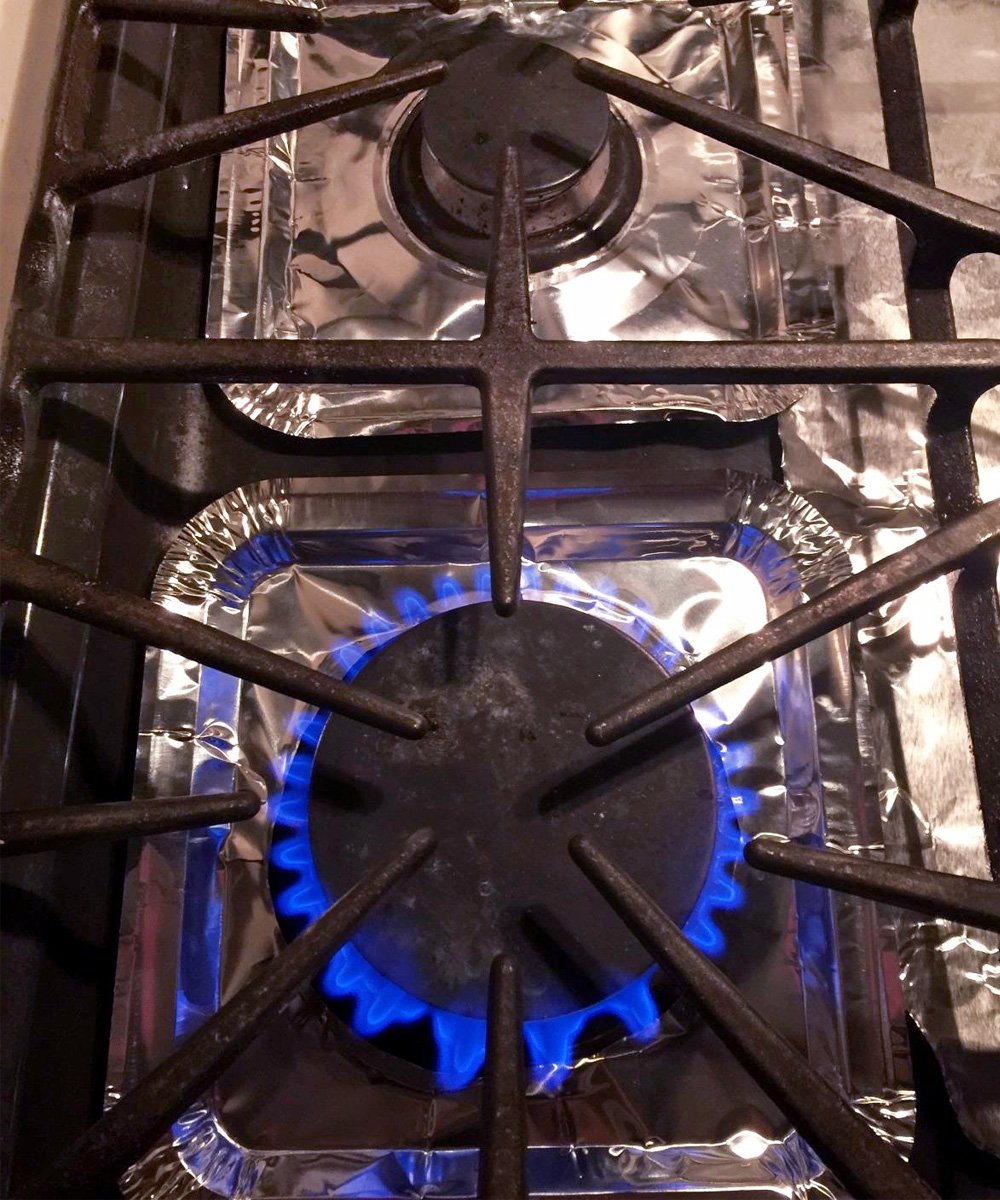 Aprince Stove Burner Covers, 60 Pieces Aluminum Foil Square Gas Stove