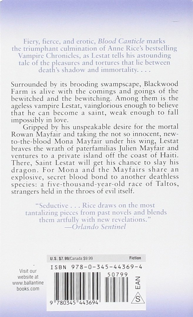 Blood Canticle (The Vampire Chronicles): Anne Rice: 9780345443694 ...
