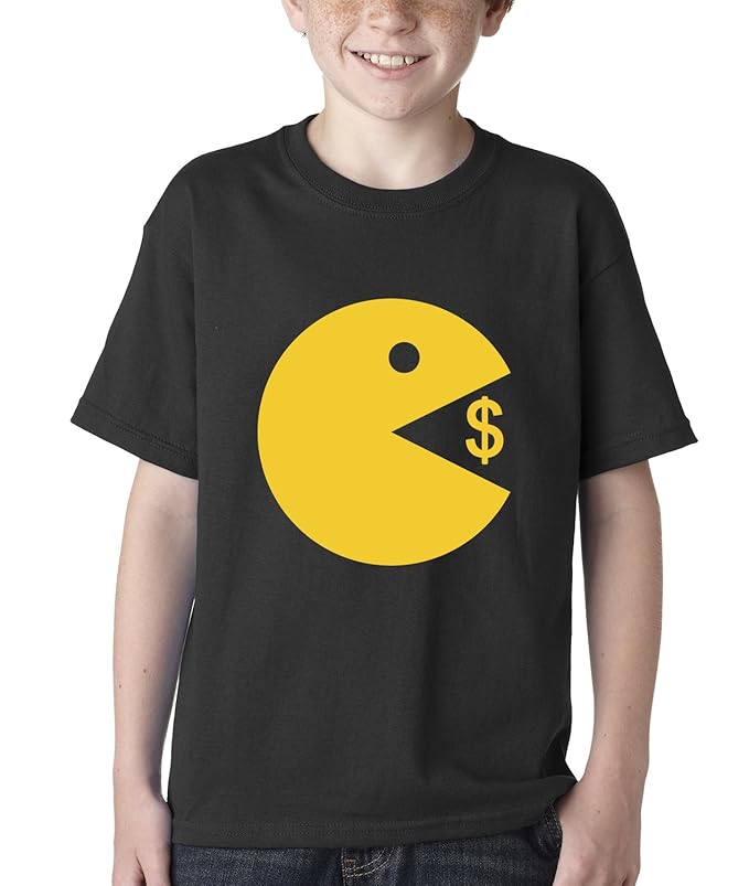 Amazon.com: Expression Tees Paq Man Defeats Money Team Funny ...