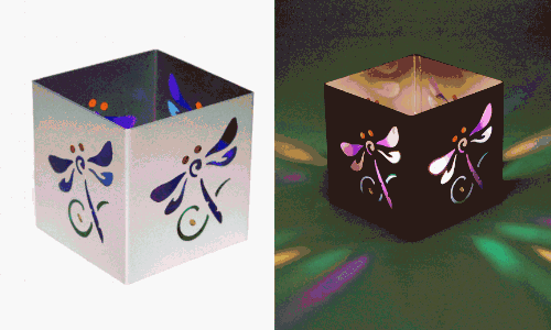 Square Dragonfly Silver Tealight / Dragonflies)