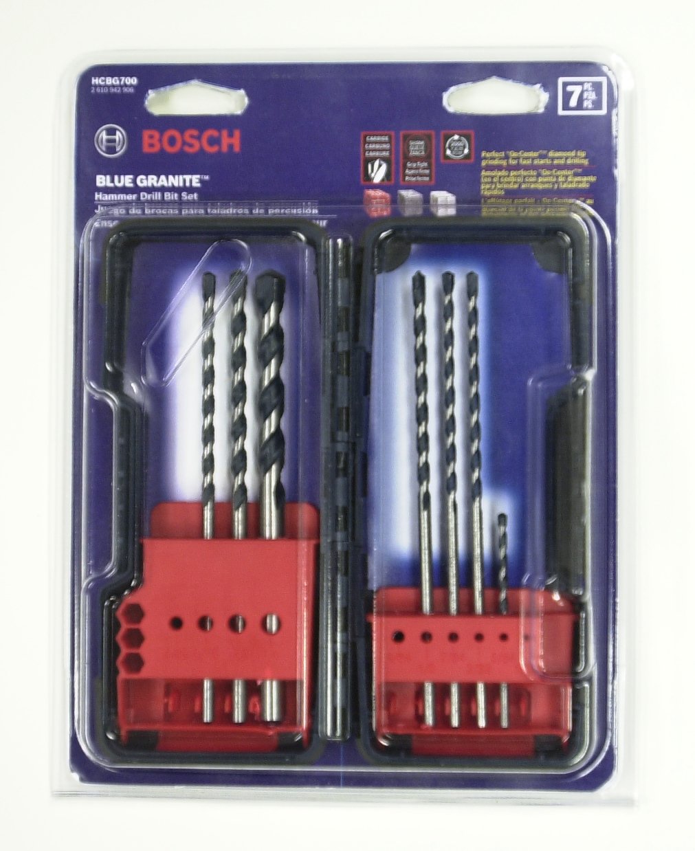 Bosch HCBG700 7Piece Blue Granite Hammer Drill Masonry Bit Set , New