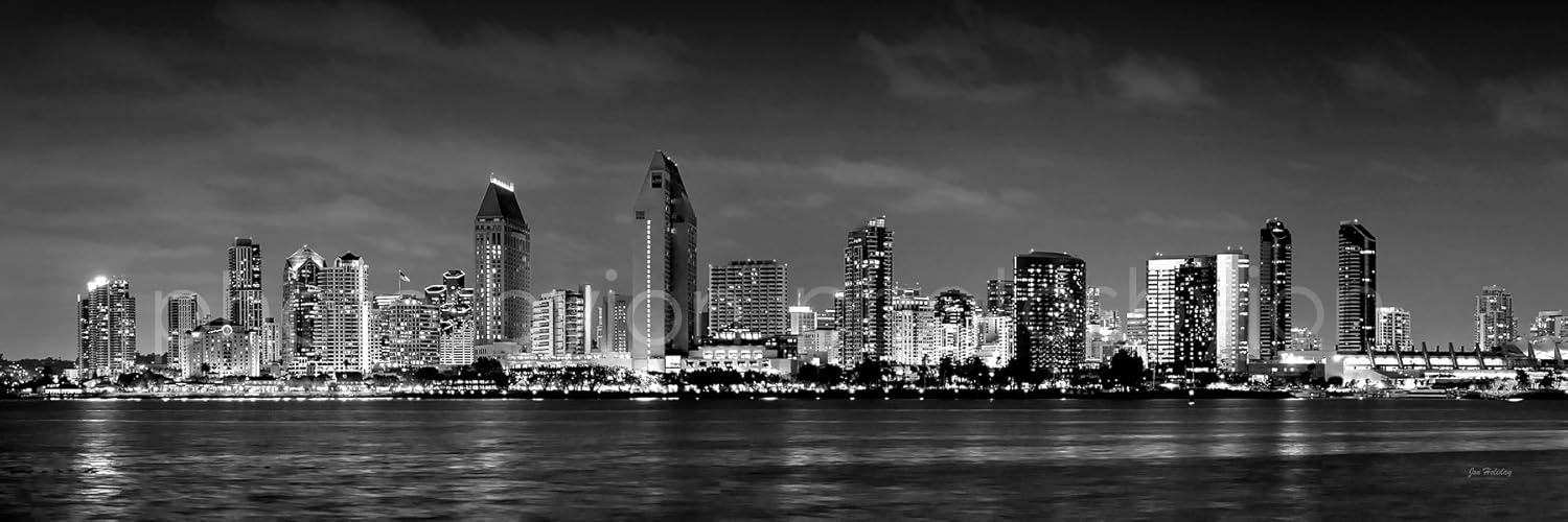 Amazon.com: San Diego Skyline COLOR or BLACK & WHITE B&W 12 inches ...