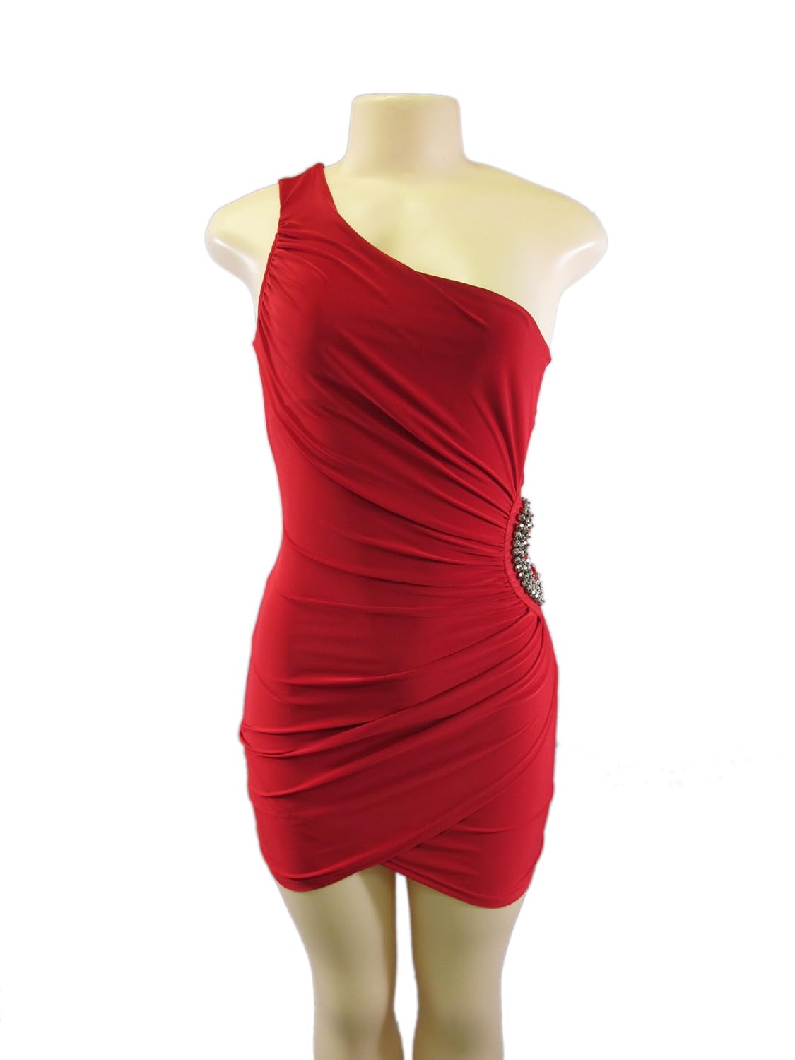 Anna-Kaci One Shoulder Circle Bead Cut-Out Tulip Bottom Dress