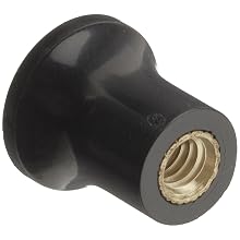 DimcoGray Black Thermoplastic Push-Pull Knob Female, Brass Insert: 1/4-20" Thread x 5/16" Depth, 3/4" Diameter x 3/4" Height x 1/2" Hub Dia x 21/32 Hub Length (Pack of 10)