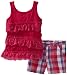 Young Hearts Girls 2-6x 2 Piece Plaid Short Set, Charm Peony, 4