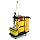 Rubbermaid Commercial Housekeeping Service Cart with Color Coded Pails, Black, 44" Height, 48-1/4" Length x 22" Width