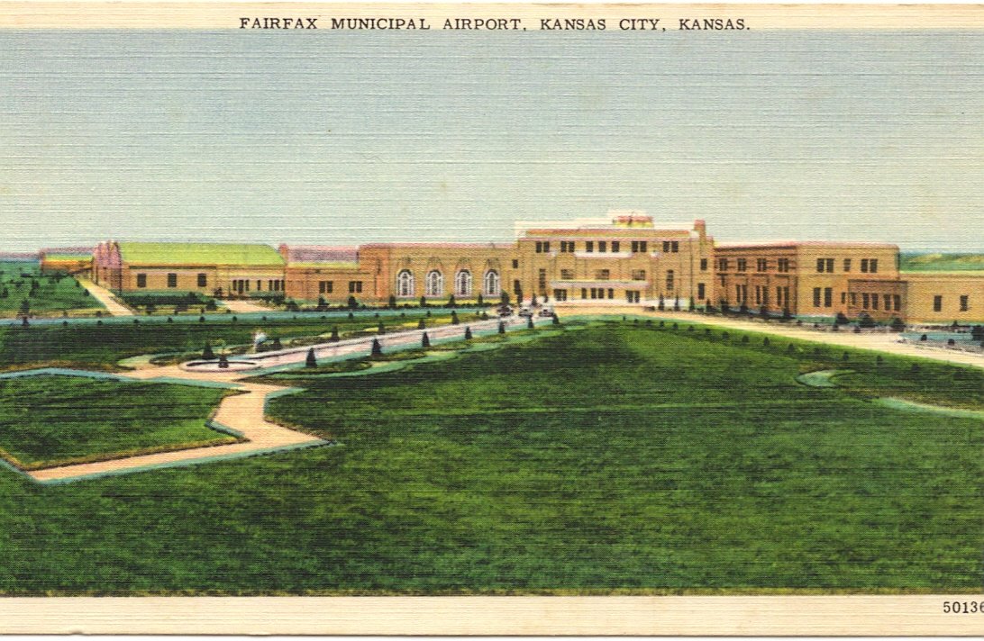 Amazon.com : 1940s Vintage Postcard - Fairfax Municipal Airport ...