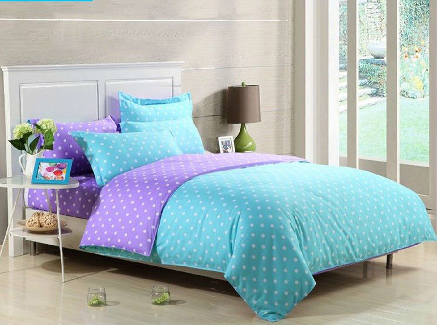 ... Small Dots: Blue and Purple Polka Dot Cute Bedding for Teens & Girls