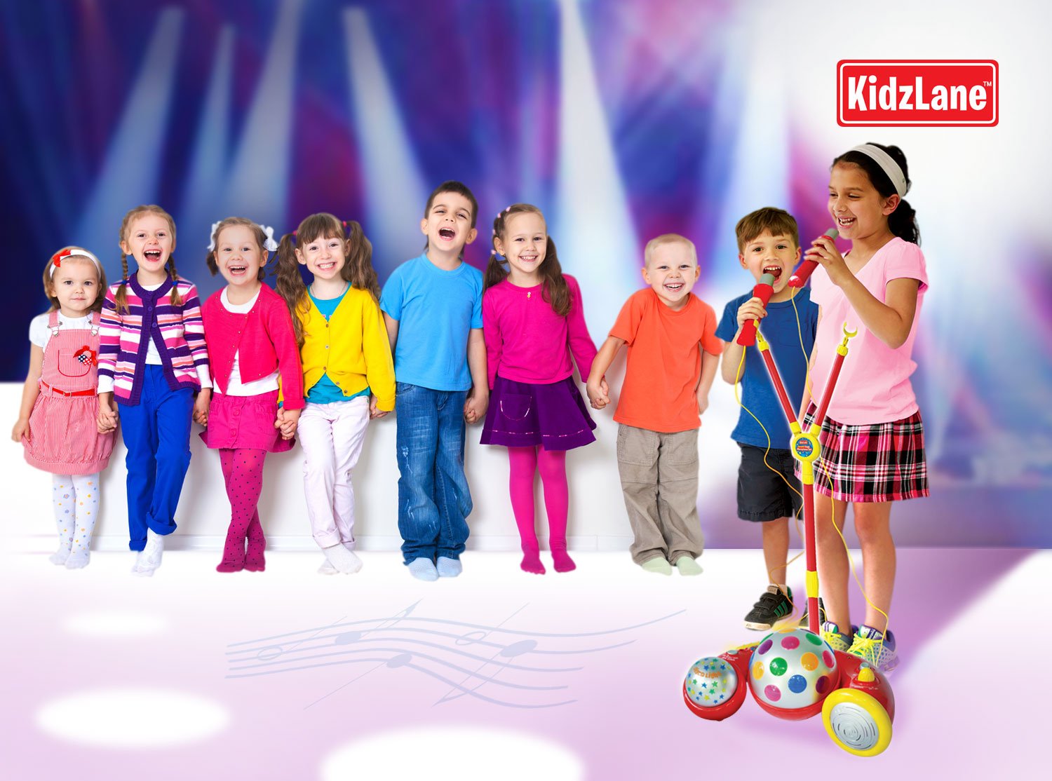 kids microphone with stand and speaker