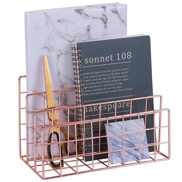 Nugorise Mail Sorter 3 Slot Wire Letter Holder Decorative Desk