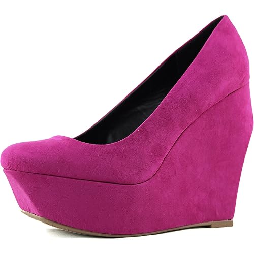 Womens Qupid Taken-01 Velvet Wedges High Heel Fashion Shoes