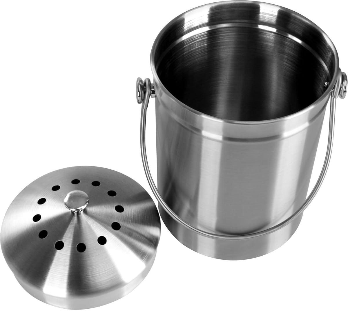 Premium Quality Stainless Steel Compost Bin 1.3 Gallon, Includes Charcoal Filter Utopia Kitchen