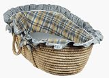 Hoohobbers Doll Size Moses Basket Plaid/Gingham Blue