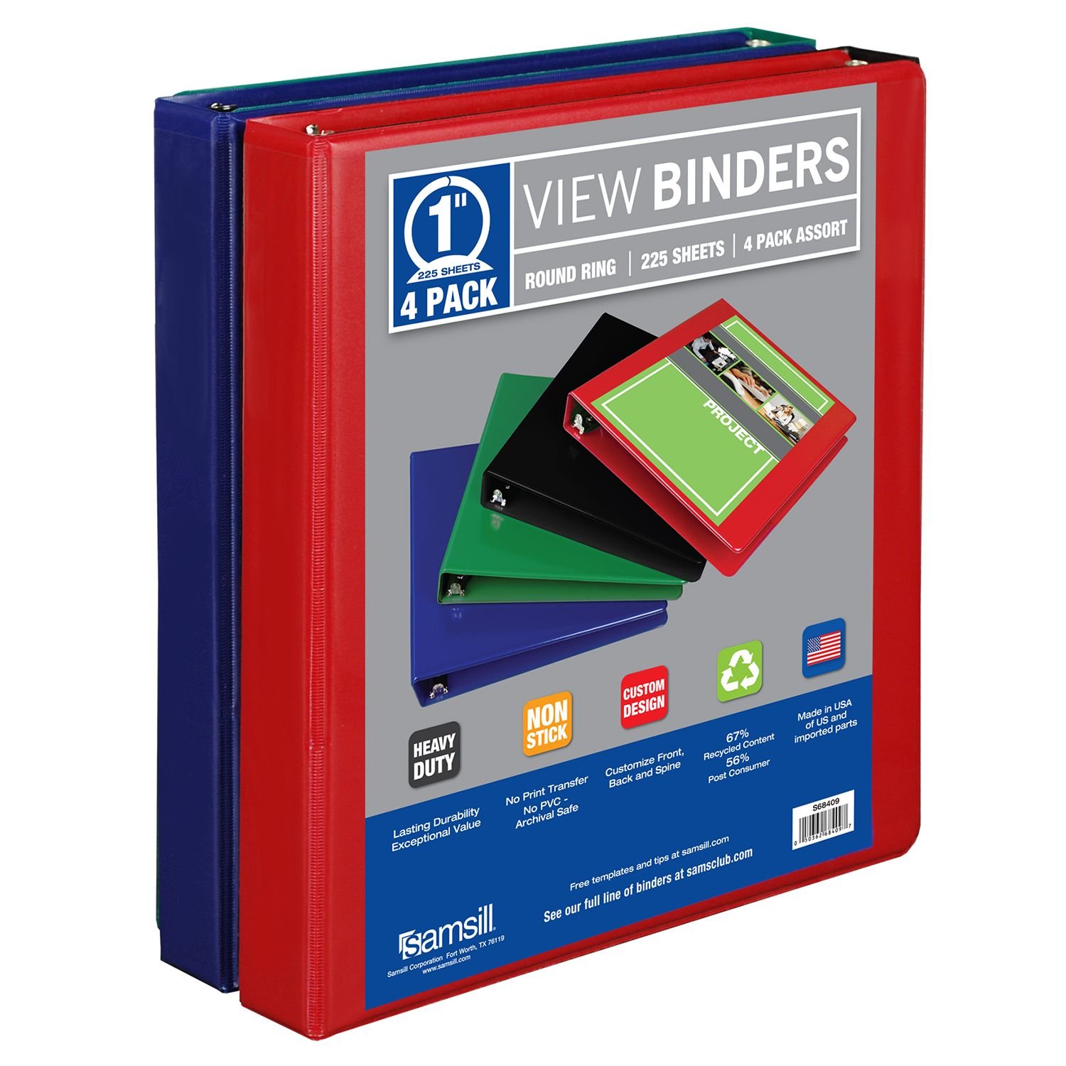Samsill View Binder, 1", 4 Pack, Basic Assortment 
Samsill View Binder, 1", 4 Pack, Basic Assortment