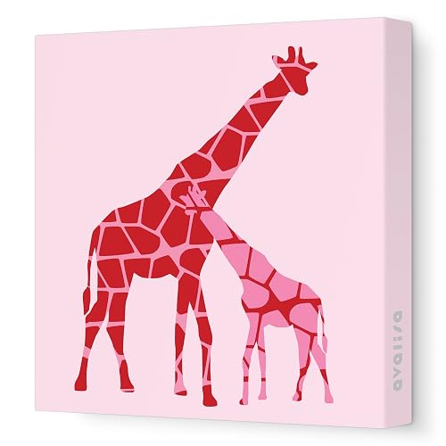 Avalisa Stretched Canvas Nursery Wall Art Reticulated Giraffe Pink 18 x 18