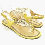 HRP Cute Rhinestone Encrusted Gold Chain Thongs Flat Summer Sandals Shoes