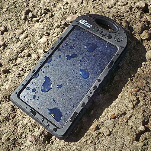Solar Charger High Efficiency - Creative Edge(TM) Solar-5+ Solar Panel 5000mAh Water/ Shock/ Dust Resistant Portable Power Bank Dual USB output, Fits most USB-charged devices (Lightning Adapter Incld)