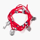 Red Suede Kabbalah String Bracelet with Lucky Eyes and Lucky Charms