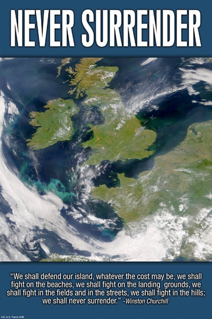 Amazon.com: Never Surrender - Winston Churchill, 12x18 Canvas ...