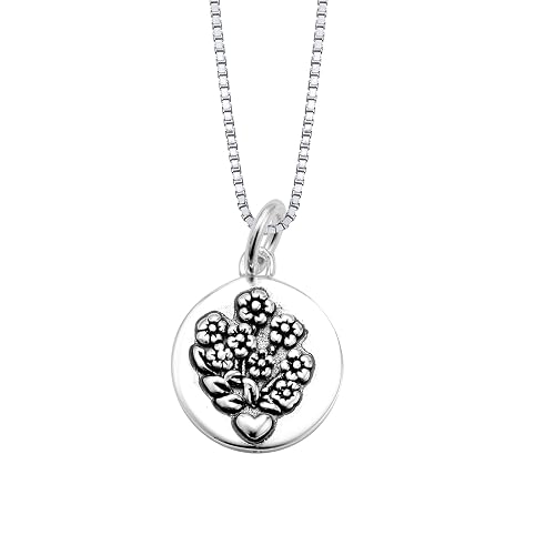 Sterling Silver All Things Grow with A Mother’s Love Reversible Pendant Necklace with Flowers, 18 – $26.10