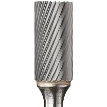 PFERD Cylindrical Carbide Bur, Long-Length, Uncoated (Bright) Finish, Single Cut, End Cut End